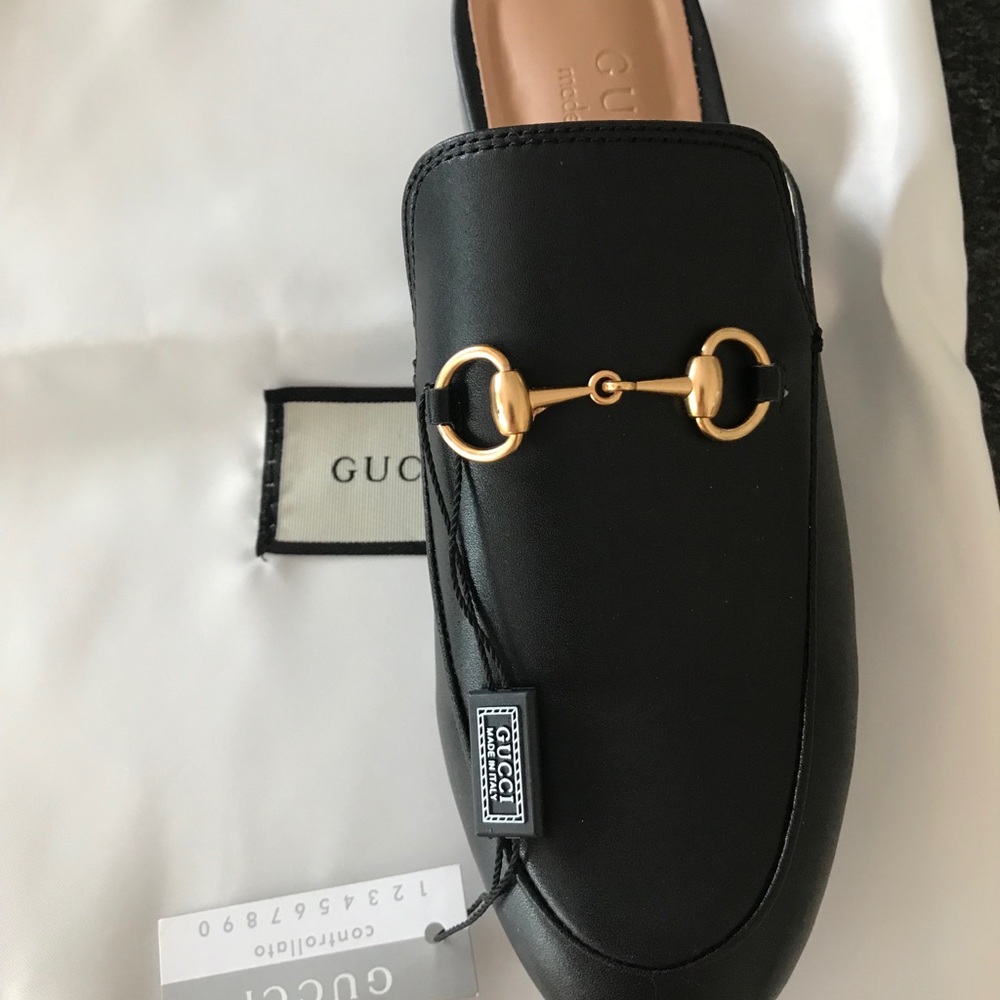 GG inspired Black Leather mules Size 7 US